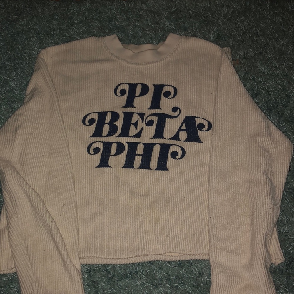 PI BETA OHI ribbed cream sweatshirt